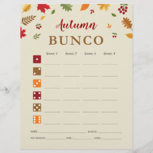 Festival d'automne Bunco Party Jeu carte de score