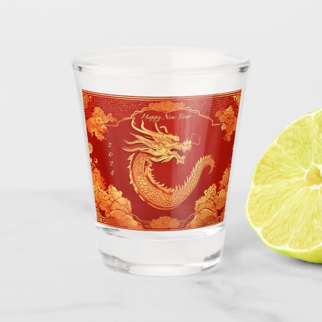 Festival Dragon Chinesisches Neujahr Schnapsglas (Vorderseite)