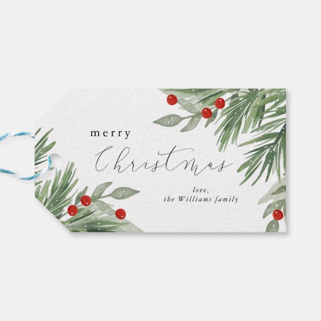 Festival Evergreen Gift tag Geschenkanhänger (Rückseite Horizontal)