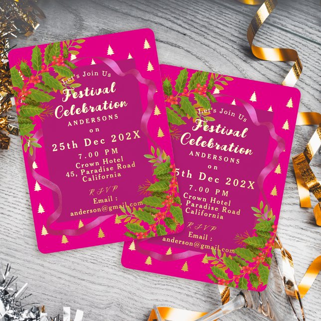 Festival Feierlichkeiten Weihnachten Rot Folieneinladung (Festival Celebration Christmas Red Foil Invitation)