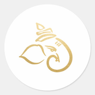 Festival Ganesh Indischer Gott Imitate Gold Runder Aufkleber