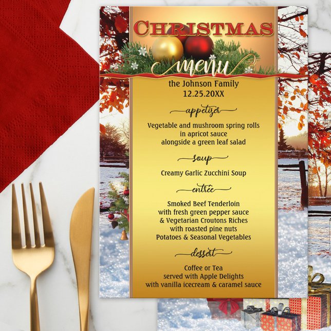 Festival Gold Artistic Christmas Menu Menükarte (Von Creator hochgeladen)