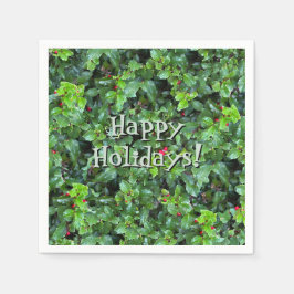 Festival Green Holly Berry Weihnachten Serviette