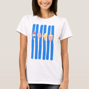 Festival Karneval Essen Wasserfarbe Blaue Streifen T-Shirt