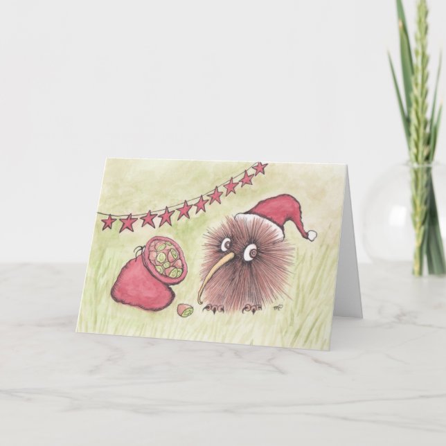 Festival Kiwi Bird Santa Feiertagskarte (Vorderseite)
