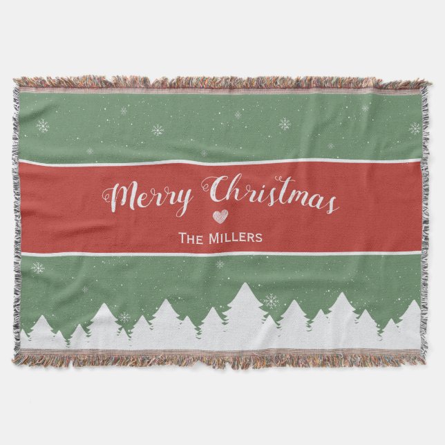 Festival Merry Christmas Last Name Snowflake Decke (Vorderseite)