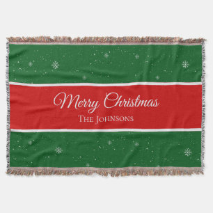 Festival Merry Christmas Last Name Snowflake Decke