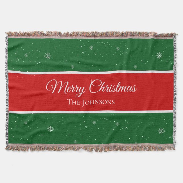 Festival Merry Christmas Last Name Snowflake Decke (Vorderseite)