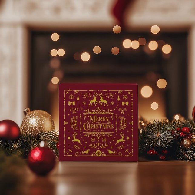 Festival Merry Christmas Red Classic Geschenkschachtel (Festive Merry Christmas Red & Gold Imitation Favor Boxes)