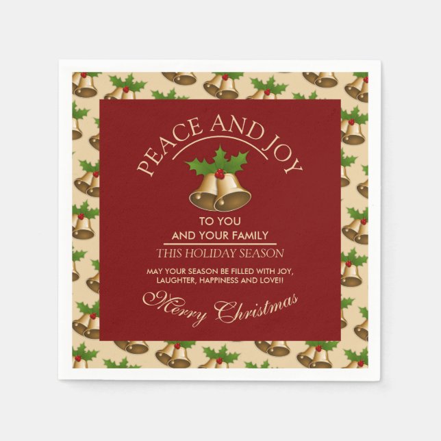Festival Mistletoe Bells Weihnachten Serviette (Vorderseite)