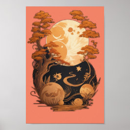 Festival Moon and Stars Poster