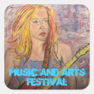 Festival Musik und Kunst Quadratischer Aufkleber