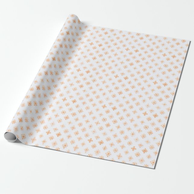 Festival Orange Snowflake Pattern - Eleganter Wint Geschenkpapier (Ungerollt)