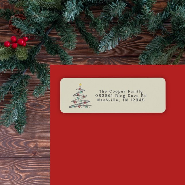Festival Paw Print Weihnachtsbaum-Adressetikett (Send out your Christmas cards with a personalized !return label. Friends and family will love it!)
