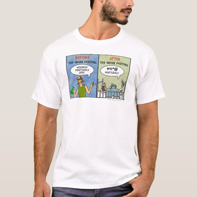 Festival Pentozali lustiger FolkDancing Cartoon T-Shirt (Vorderseite)