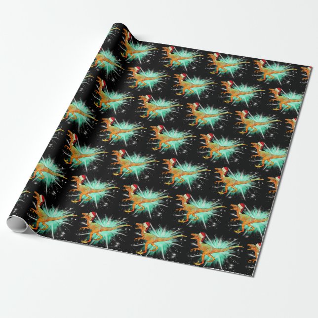 Festival Raptor Star Velociraptor Xmas Dinosaurier Geschenkpapier (Ungerollt)