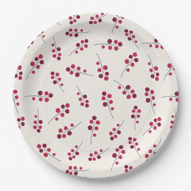 Festival Red Pip Berries Holiday Pappteller (Vorderseite)