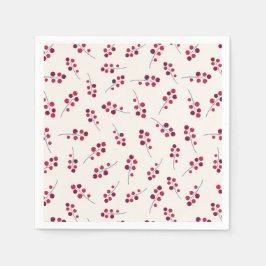 Festival Red Pip Berries Holiday Serviette