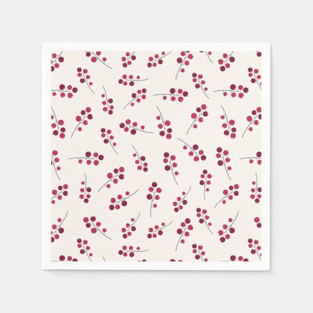 Festival Red Pip Berries Holiday Serviette (Vorderseite)