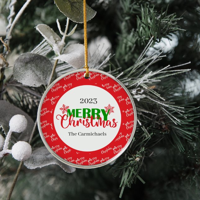 Festival Rot Grün Frohe Weihnachtszeit Ornament (Von Creator hochgeladen)