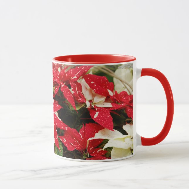 Festival Rotes Weißes Blumengestein Tasse (Rechts)