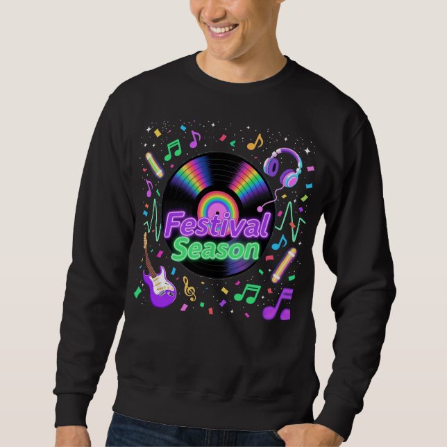 Festival Season Music Vinyl Record Graphic Sweatshirt (Vorderseite)