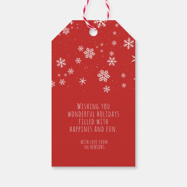 Festival Snowflakes Message - Red Christmas Holida Geschenkanhänger (Rückseite)