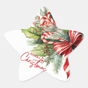 Festival süße Candy Canes Frohe Weihnachten Stern-Aufkleber