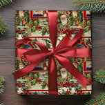 Festival Vintage Christmas Ephemera Collage-Red Geschenkpapier<br><div class="desc">Spaß,  festliche,  farbenfrohe und faszinierende Urlaubsmuster mit fröhlich alten Weihnachtsephemeriden aus Viktorianischer Zeit,  einschließlich Santas in verzierten Rahmen,  Heilig,  Mistletoe,  Schlitten,  Winterszenen,  glückliche Kinder und frohe Weihnachtsgrüße auf rotem Hintergrund.</div>