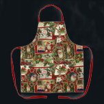 Festival Vintage Christmas Ephemera Collage-Red Schürze<br><div class="desc">Spaß,  festliche,  farbenfrohe und faszinierende Urlaubsmuster mit fröhlich alten Weihnachtsephemeriden aus Viktorianischer Zeit,  einschließlich Santas in verzierten Rahmen,  Heilig,  Mistletoe,  Schlitten,  Winterszenen,  glückliche Kinder und frohe Weihnachtsgrüße auf rotem Hintergrund.</div>