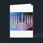Festival von Lites Karte<br><div class="desc">ein chanukah menorah in den Schatten des Blaus und des fuschia.</div>