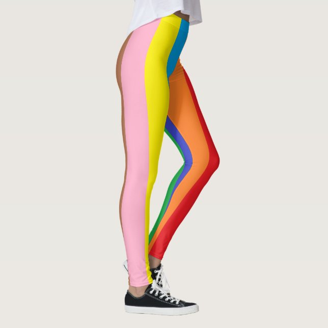 Festival-Zirkus-Tanz-Party-bunter Streifen Leggings (Rechts)