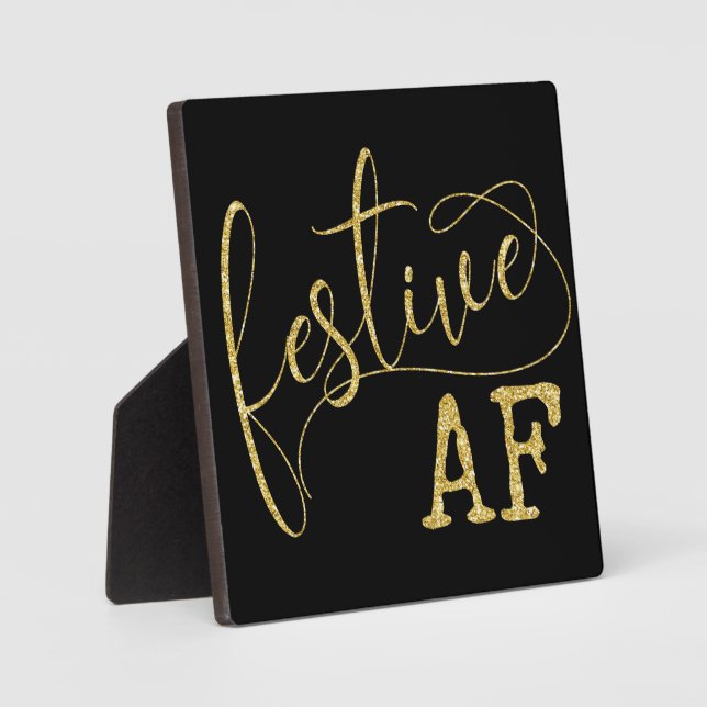 FestivalAF Schwarz und Gold Funny Christmas Sign Fotoplatte (Vorderseite)