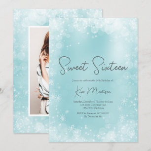 Festivaleisblau weißer Schnee elegant schick süß 1 Einladung