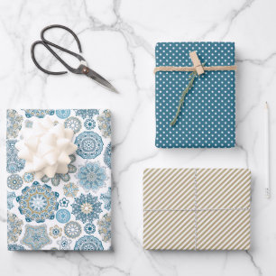 Festivalflora Mandala Schneeflocken Muster Geschenkpapier Set