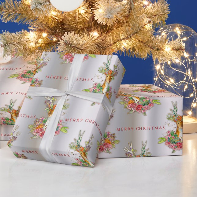 Festivalflorentinierin über Silber Frohe Weihnacht Geschenkpapier (Feiertage)