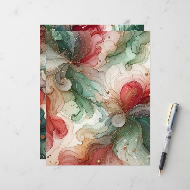 Festivalrotes und grünes Alkoholtupfer-Tintenkarto (Vorderseite/Rückseite Beispiel)