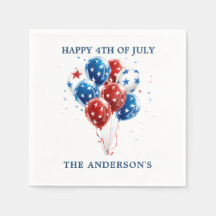 Festivals Aquarellblauen Ballons USA Flagge Serviette
