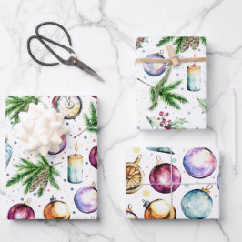 Festivals Bauble Watercolor Weihnachten Geschenkpapier Set