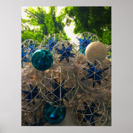 Festivals Blau und Silber Weihnachtsschmuck Poster