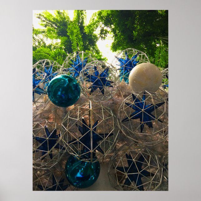 Festivals Blau und Silber Weihnachtsschmuck Poster (Vorne)