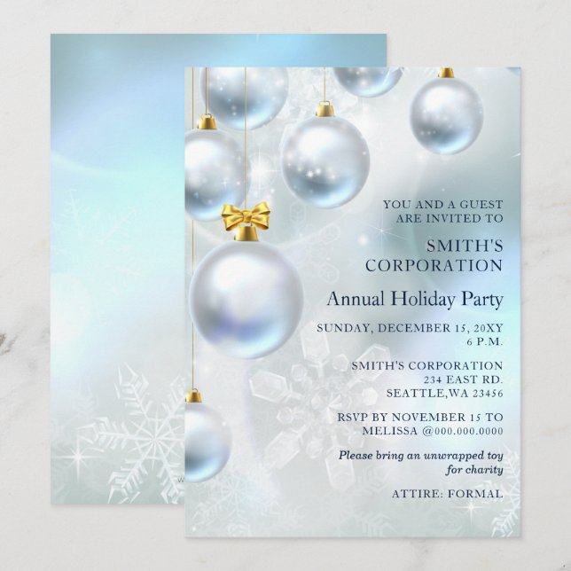 Festivals Blue Christmas Corporate Holiday Party i Einladung (Vorne/Hinten)