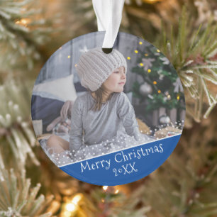 Festivals Blue Christmas Holiday Keepake Foto Ornament