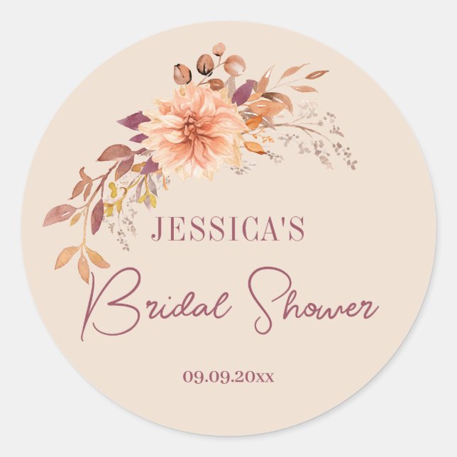 Festivals Blumenfall Boho Brautparty Favoriten Runder Aufkleber (Vorderseite)