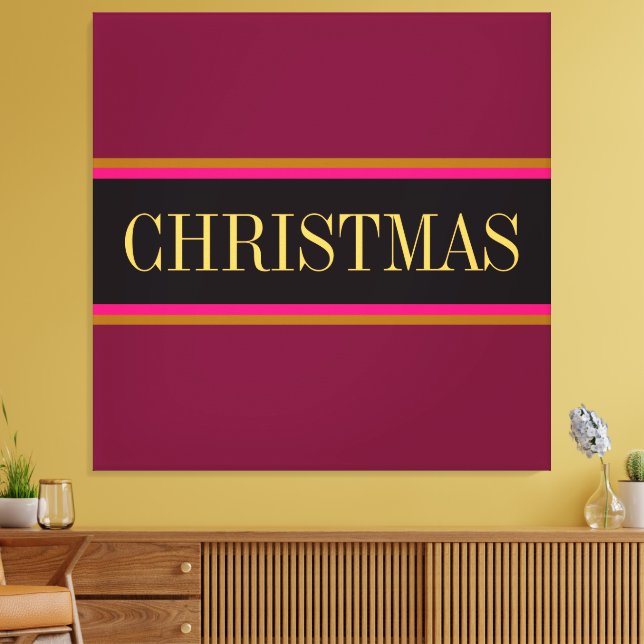 Festivals Burgundy Red Black CHRISTMAS Streifen Te Leinwanddruck (Insitu (Wohnzimmer))