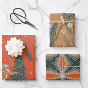 Festivals Cheetah Holiday Gem Tone Geschenkpapier Set