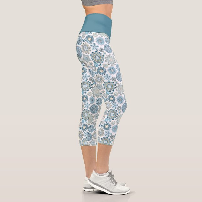 Festivals Chic Floral Mandala Schneeflocken Muster Capri Leggings (Rechts)