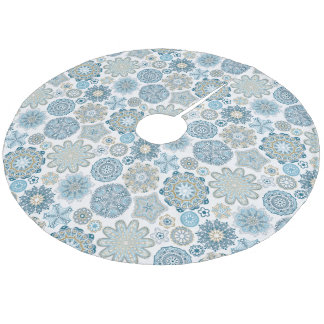 Festivals Chic Floral Mandala Schneeflocken Muster Fleece Weihnachtsbaumdecke