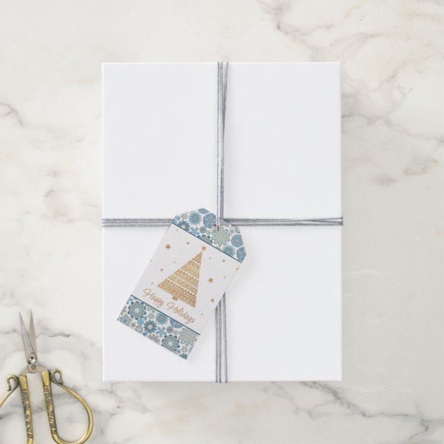 Festivals Chic Floral Mandala Schneeflocken Muster Geschenkanhänger (Mit Garn)