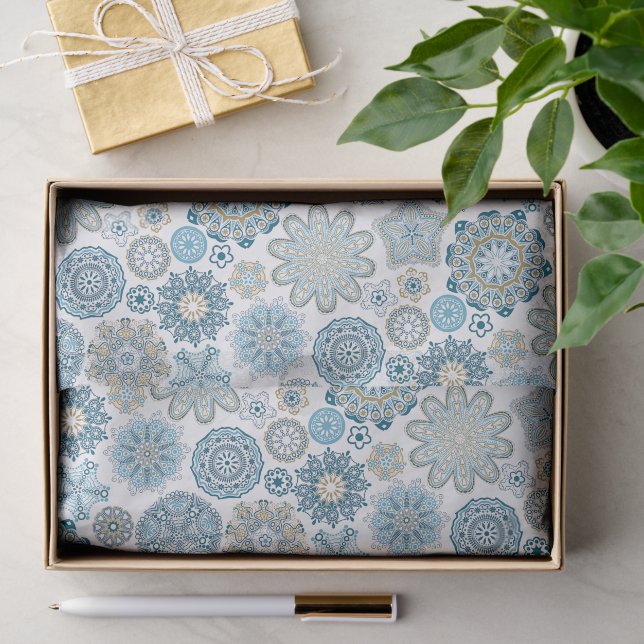 Festivals Chic Floral Mandala Schneeflocken Muster Seidenpapier (Geschenk)
